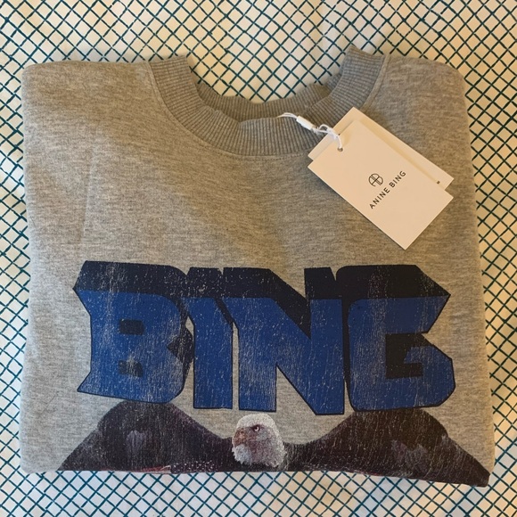 Anine Bing Vintage Bing Sweatshirt Eagle Blue & Grey Size XS NEW RARE - Picture 6 of 16